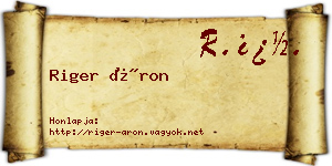 Riger Áron névjegykártya